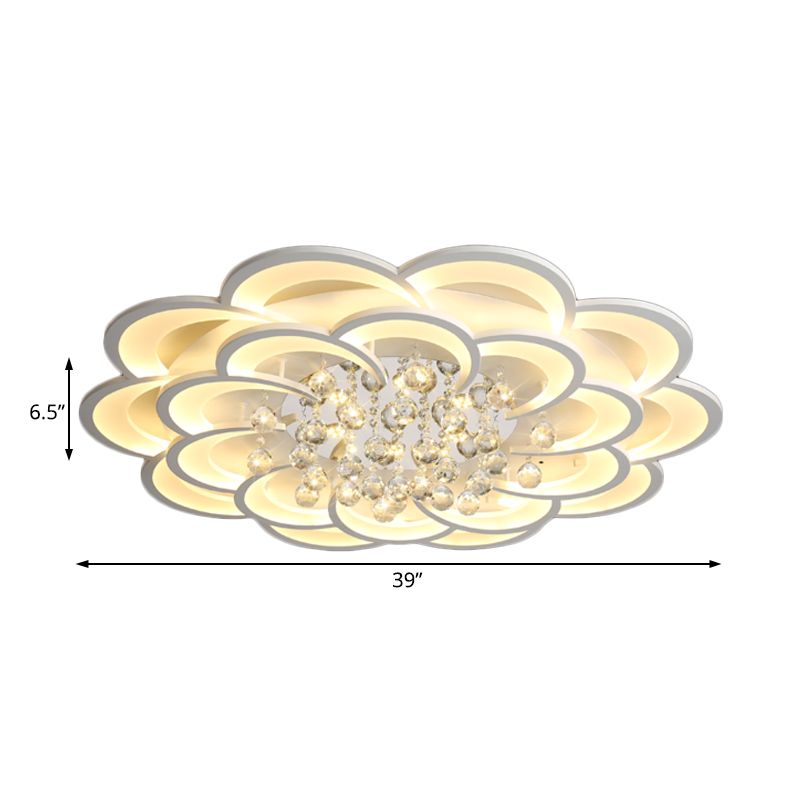Acrylic Flower LED Flush Mount Modern 20.5"/27"/31.5" Wide Ceiling Light Fixture in Warm/White Light for Living Room