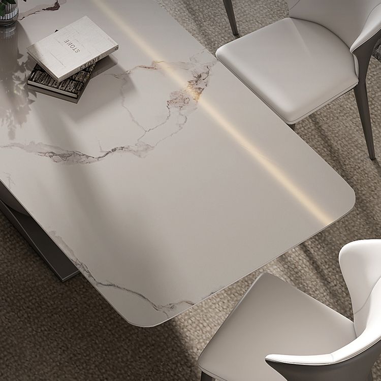 Modern Style Pedestal Dining Table Sintered Stone Rectangle Table for Home