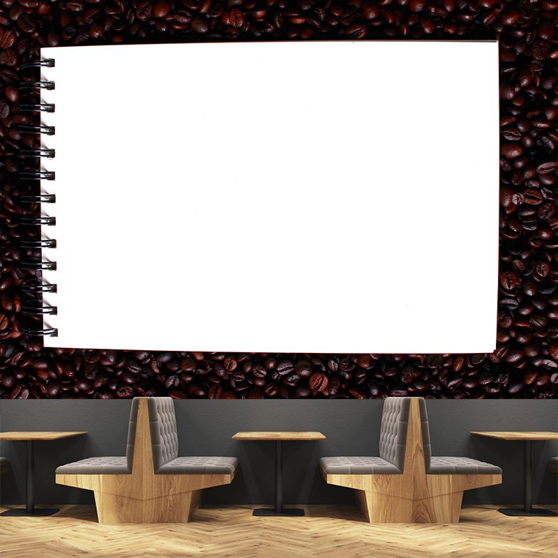 Minimalism Style Coffee Beans Mural Wallpaper for Coffee Shop, Custom Size Available