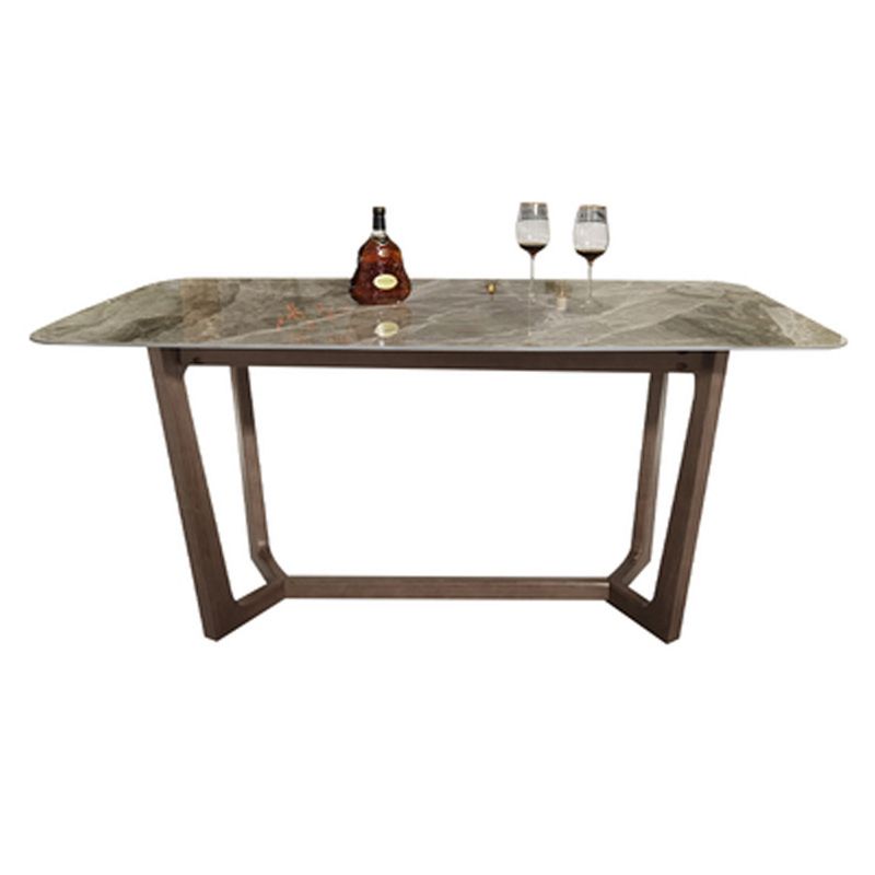 Piedina sinterizada Mesa de comedor rectangular moderno Tapa de piedra gris con base de caballete