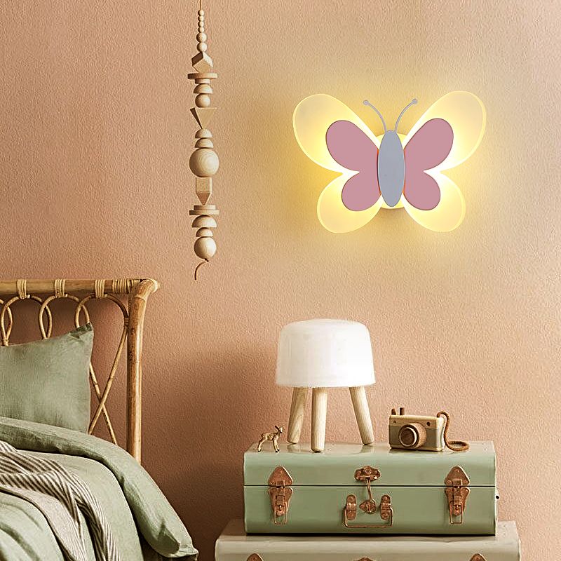 1 application murale de papillon clair éclairage mural en métal de style moderne pour chambre