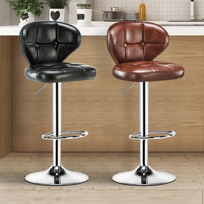 Moderner, anhebbarer, drehbarer Barhocker aus Stahl für den Haushalt mit Kissen und Pedal