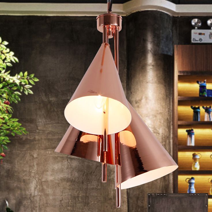 Macaron Style Chandelier Pendant Light Conical Hanging Light with Metal Shade for Restaurant