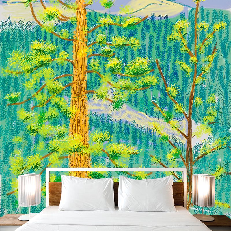 Still Life Painting Botanical Murals Modern Art Non-Woven Material Wall Decor in Green
