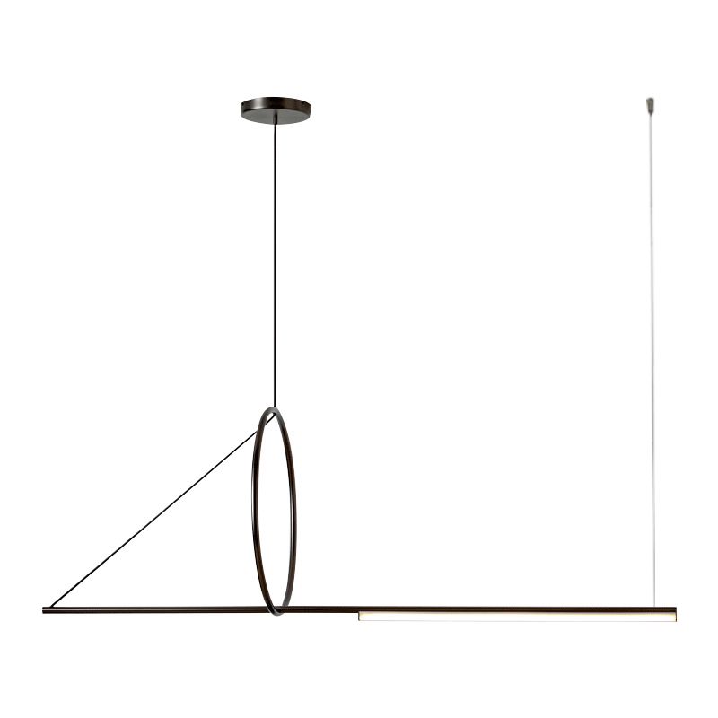 Lustre linéaire lustre moderne en métal simple îlot de plafond îlot de plafond en noir