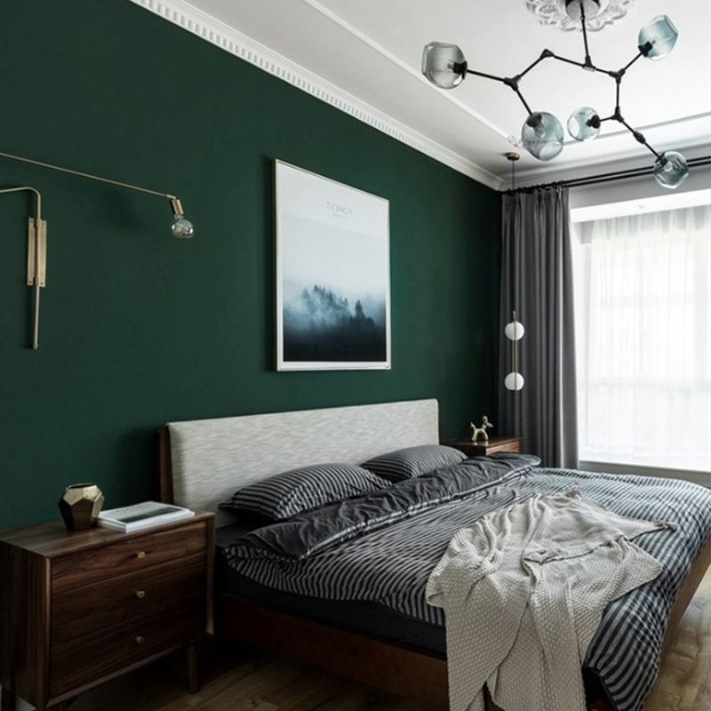 Solid Color Pattern Wallpaper Roll Unpasted Simple Style Bedroom Wall Art, 54.2-sq ft