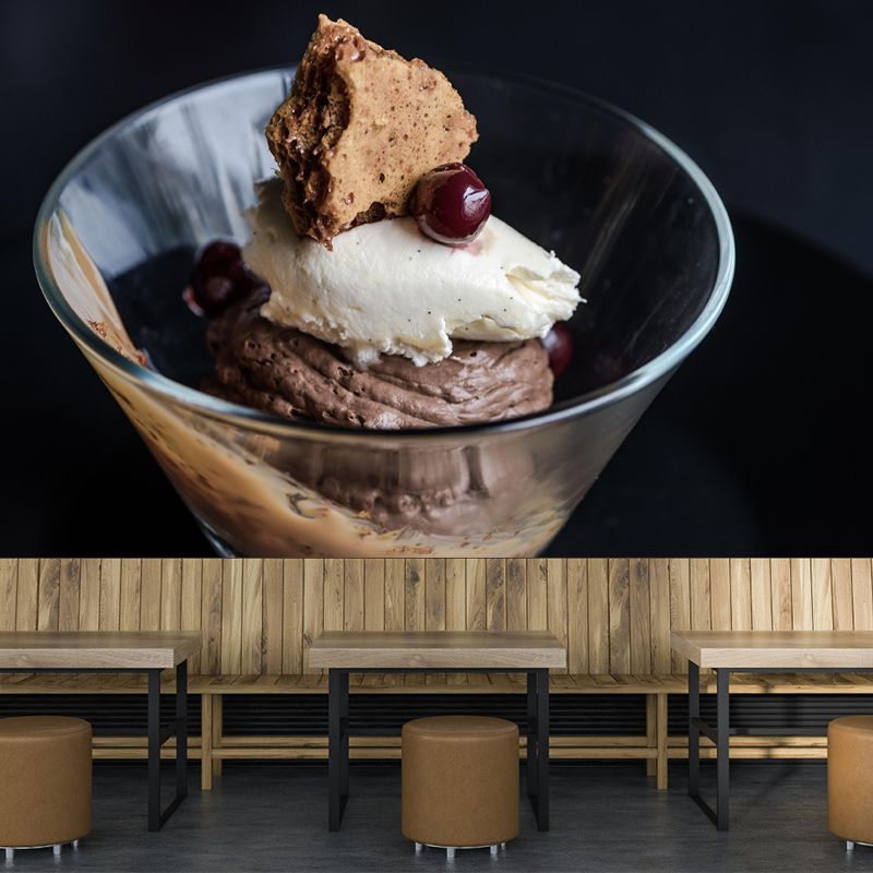 Ice Cream Mural Mildew Resistant Contemporary Style Wall Covering for Commercial Use