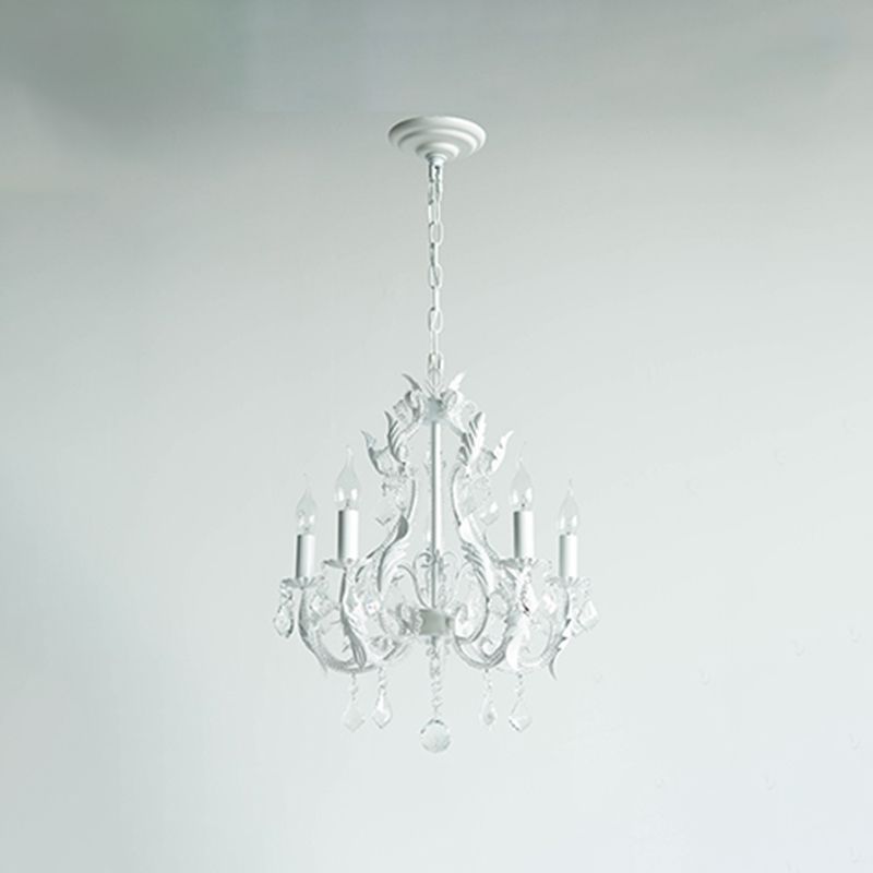 Nordic Style Metal Chandelier Light Candle Crystal Pendant Light for Living Room