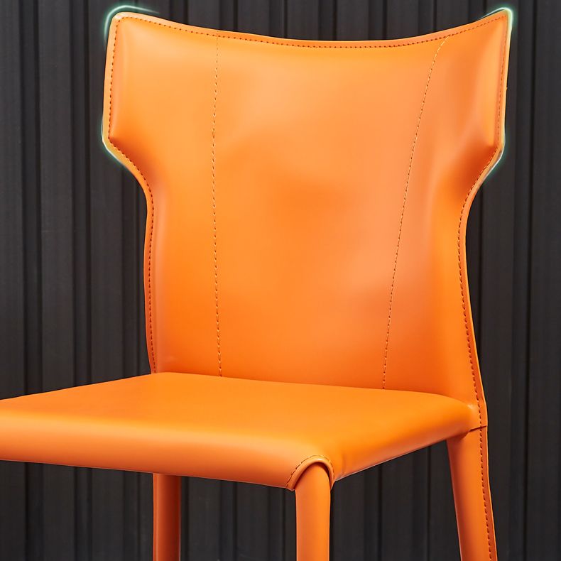 Silla sin brazos de comedor de metal contemporáneo, silla lateral de piel sintética para uso doméstico