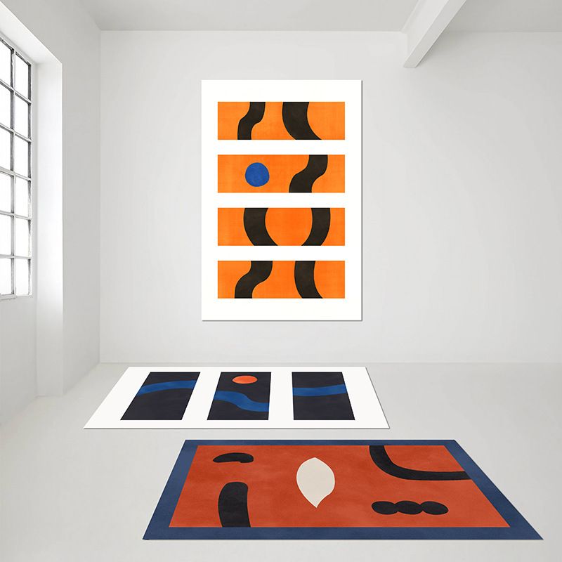 Postmodern Indoor Rug Polyester Carpet Friendly Non-Slip Backing Rug for Bedroom