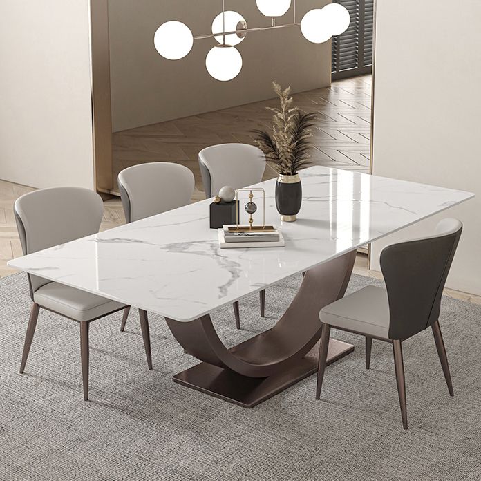 Modern Rectangle Sintered Stone Dining Table Set 1/2/4/5/7 Pieces Dining Set