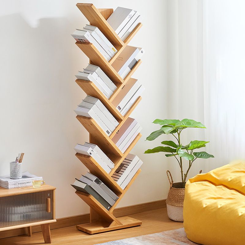 Etagere Contemporary Bamboo Bookcase Open Back Bookshelf for Office