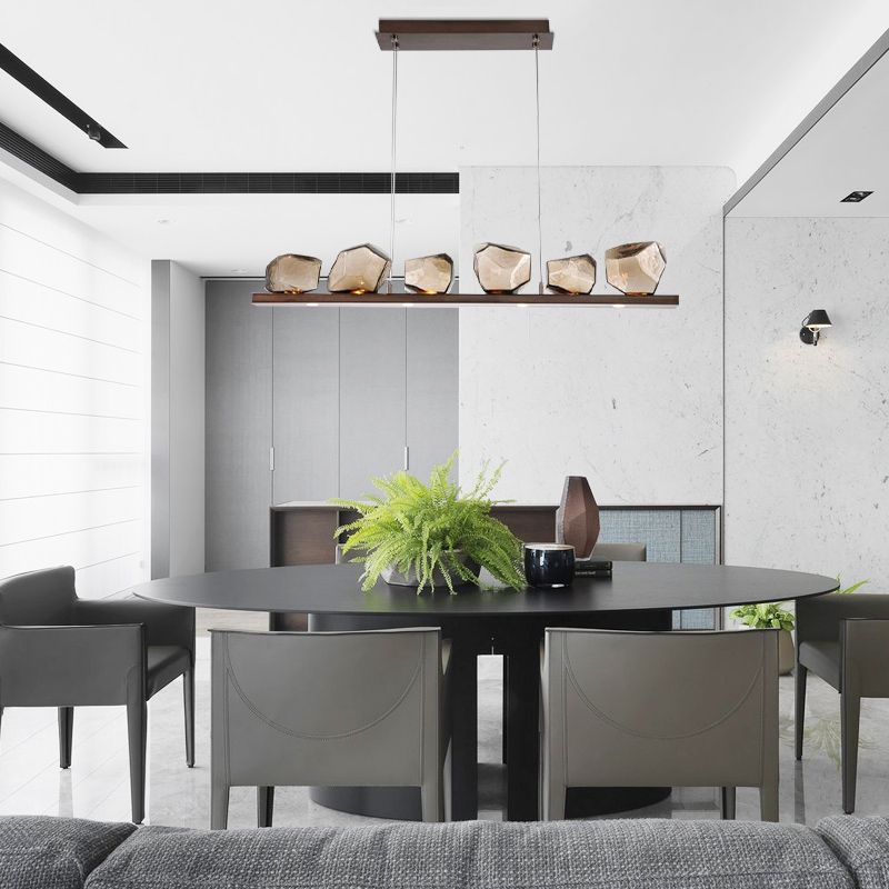 Contemporary Style Geometry Island Lights Clear Glass 6 Light Island Pendant Lights