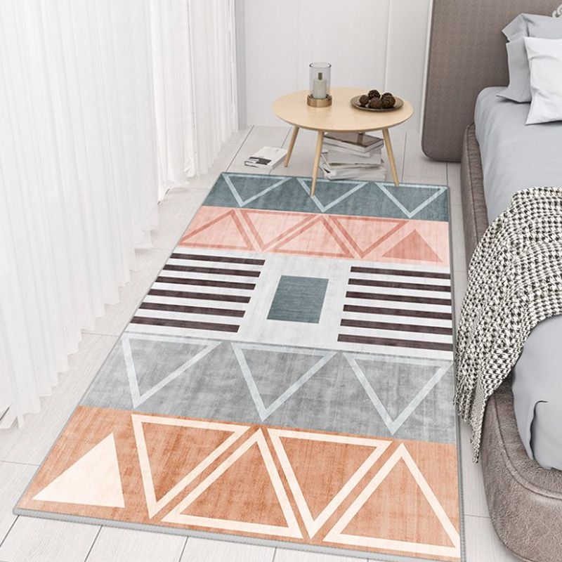 Gray Black Modern Rug Polyester Graphic Rug Non-Slip Backing Rug for Living Room