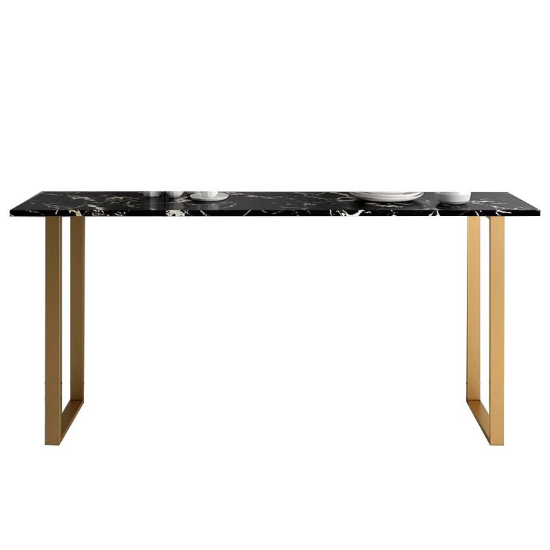 Glam Style Rectangle Stone Bar Table 42-inch Height Gold Sled Pedestal Bistro Table