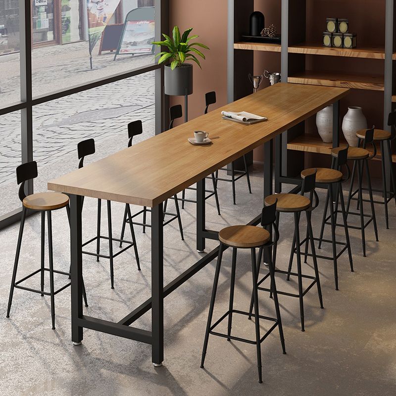 Rectangle Wood Top Counter Table Industrial Style Bar Table for Restaurant