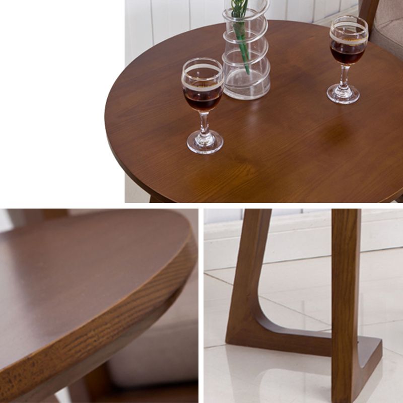 Round Wood Color Dining Table Ash Solid Wood Table Modern with Double Pedestal