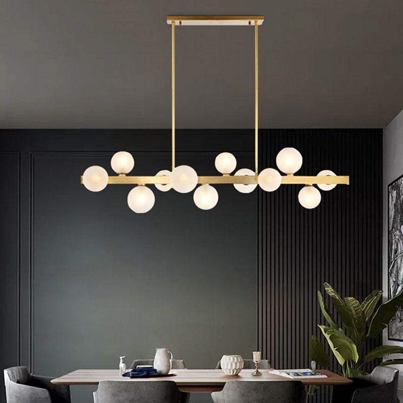 Sphere Island Lighting Contemporary Glass Island Kroonluchter in gouden afwerking