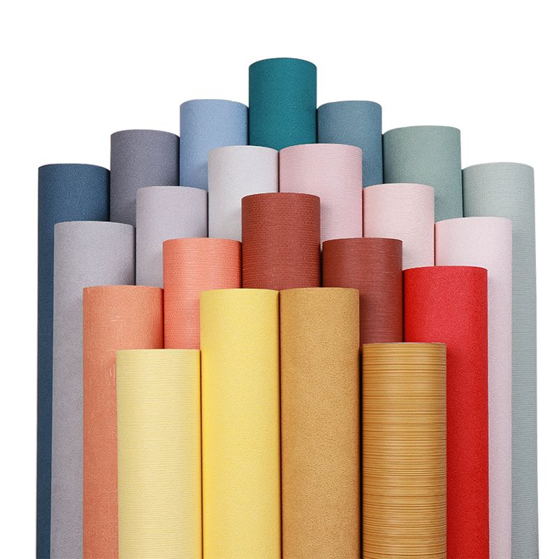 Wallpaper Roll Plain Pastel Color Minimalist Style Non-Woven Fabric Wall Covering