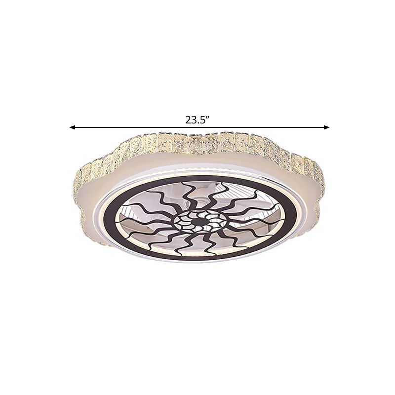 Sonnenblumen/Pflaumenblüten/Sternmuster Hanging Lüfter Licht moderne rechteckige Kristalle 23,5 "W LED White Semi-Flush Mount