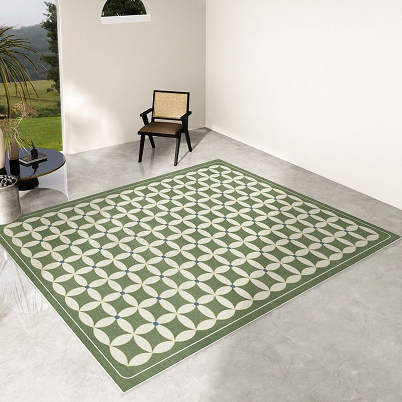 Geometric Pattern Living Room Rug Polyester Washable Area Rug