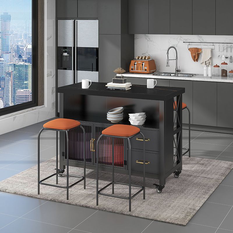 Modern Simple Dining Island Table Marble Prep Table with Drawer