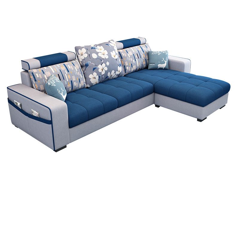 Square Arms Sectional 106.3"L High Back Sofa with Storage for Apartment