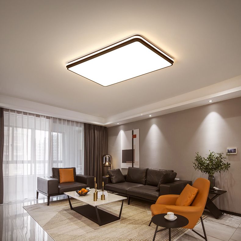 Black Geometrical Flush Ceiling Light Fixture Modern Style 1-Light Metal Flush Light