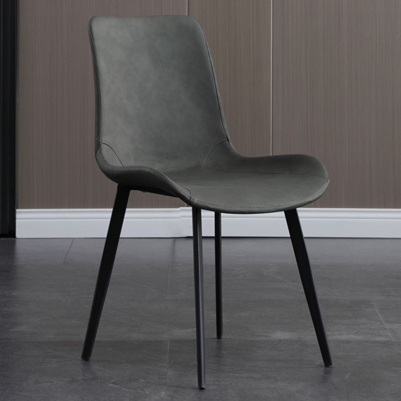 Metal Modern Dining Room Chair Metallic Finish Solid Back Dining Chair