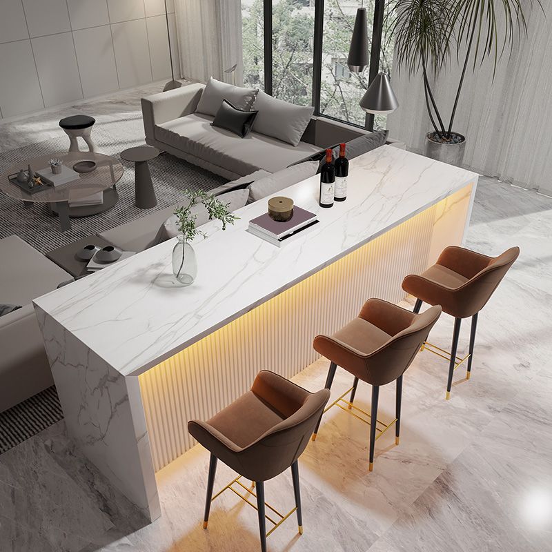 White Marble Rectangle Counter Table Glam Indoor Bar Dining Table