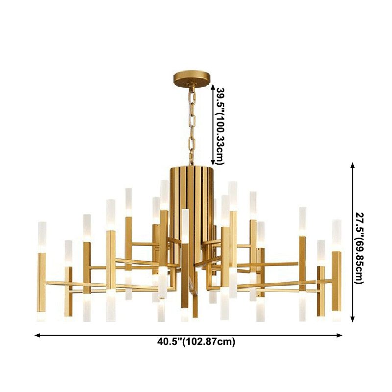 Modern Luxury Linear Pendant Light Electroplate Metal Chandelier with Acrylic Shade