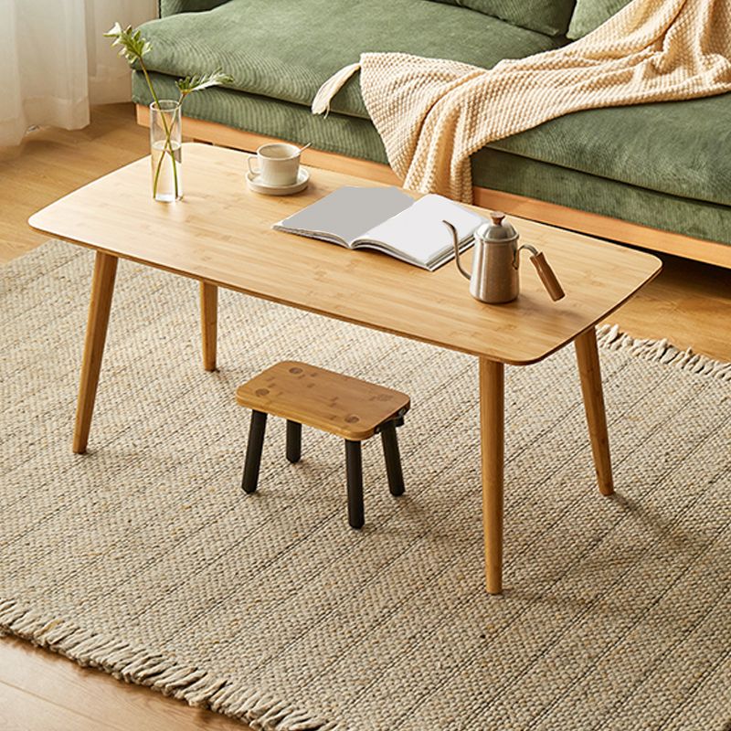 Nordic Simple 1 Single Coffee Table Rectangular Bamboo 4 Legs Cocktail Table