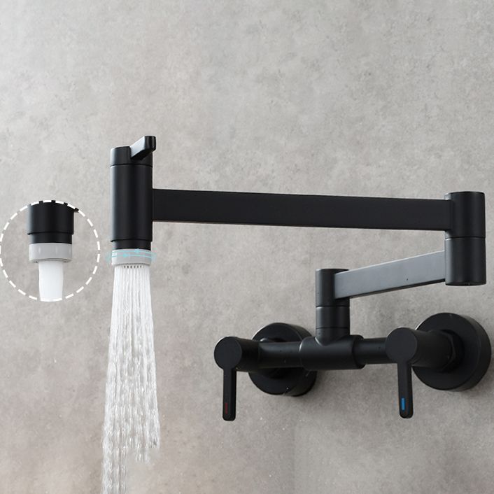 Modern Wall Mounted Double Handles Pot Filler Low Arc Profile Filler