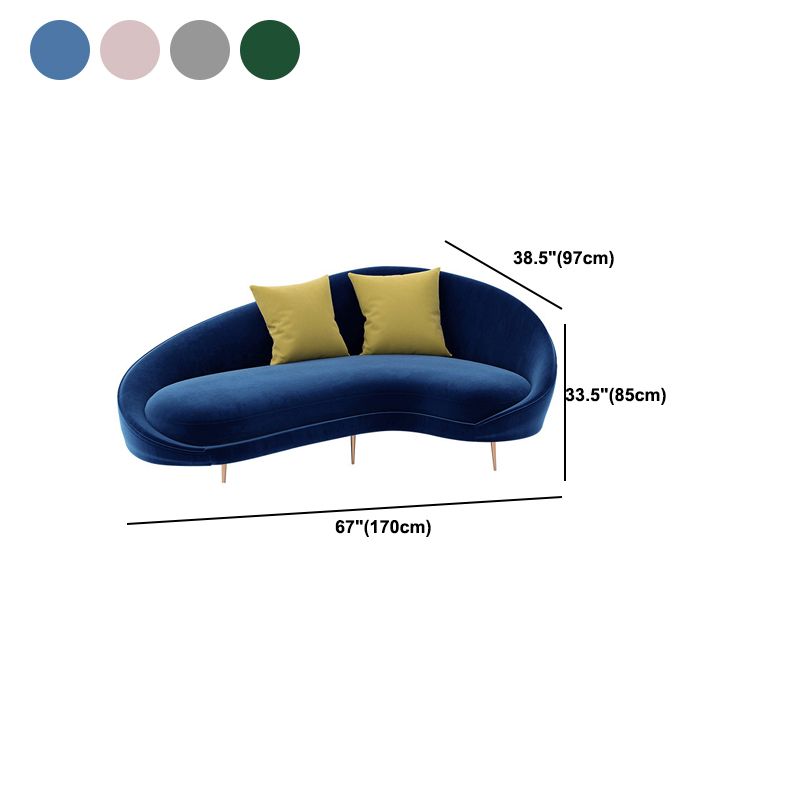 Contemporary Velvet Solid Color 33.46" H Curved Slope Arm Sofa
