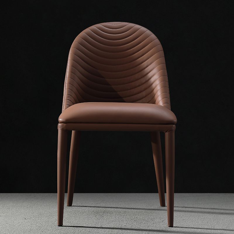 Parsons Side Chair Leather Metal Base Dining Chair for Dining Room