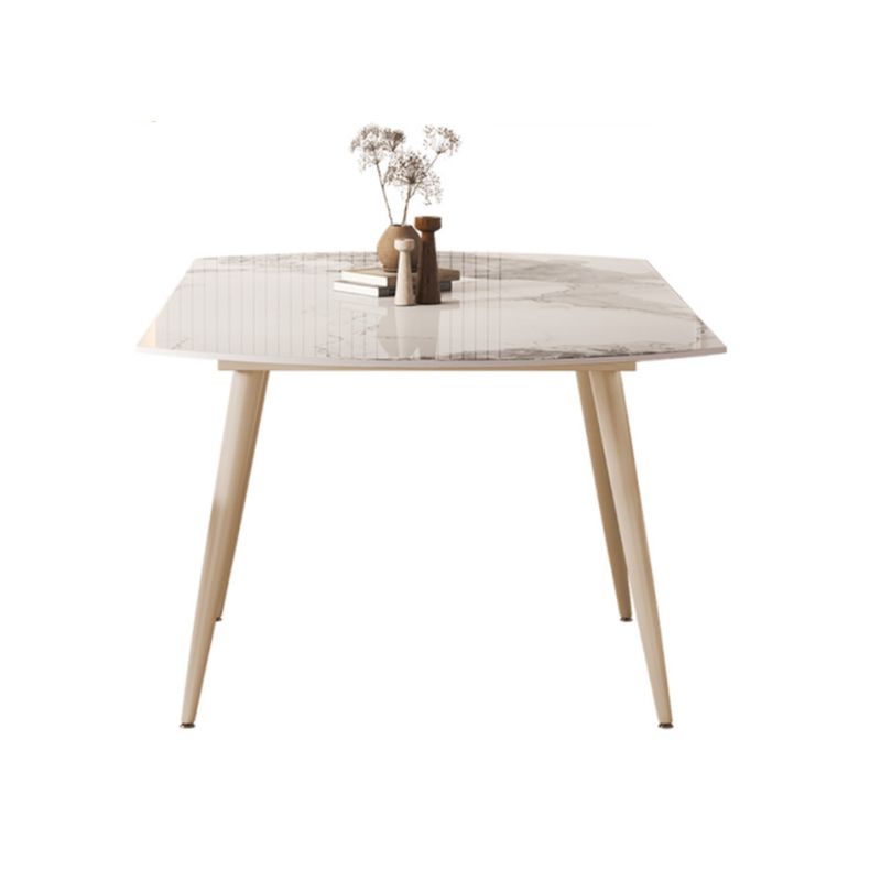 Round Modern Dining Table for Kitchen White Dinette Table with Metal Legs