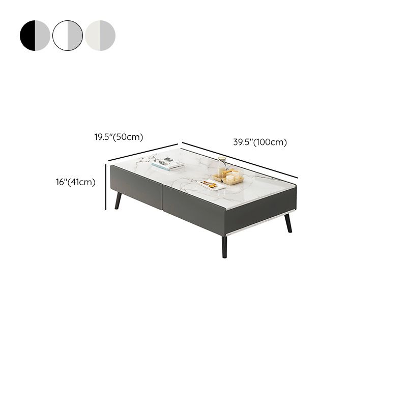 Stone Rectangle Contemporary Coffee Table 4 Legs Coffee Table
