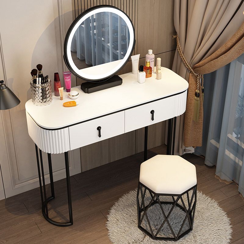 Adjustable Makeup Counter Lighted Mirror Vanity Dressing Table with Drawer