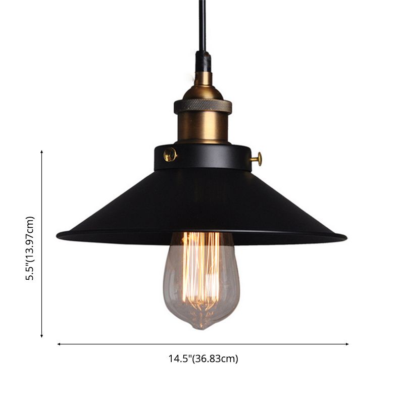 Schwarzkegel Single -Pendelleuchte im industriellen Retro -Stil schmiedeeisere Hanglampe für Esszimmer