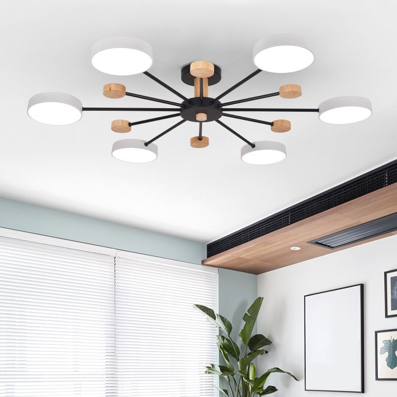 Multi Lights Metal Hanging Ceiling Light Cylindrical Modern Style Chandelier Lamp