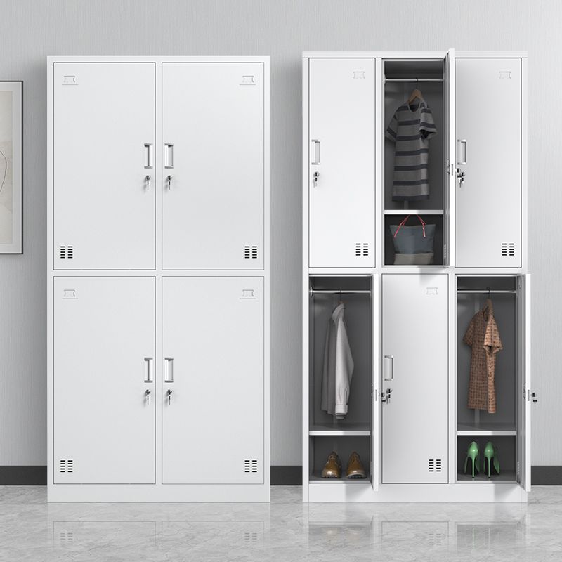 Contemporary Steel Storage Cabinet White Metal Hinged Door Cabinet