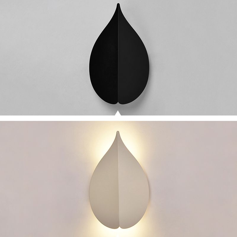 Modern Minimalist Style Leaf-shaped Flush Mount Wall Sconce Metal Wall Mount Light Fixture for Bedroom