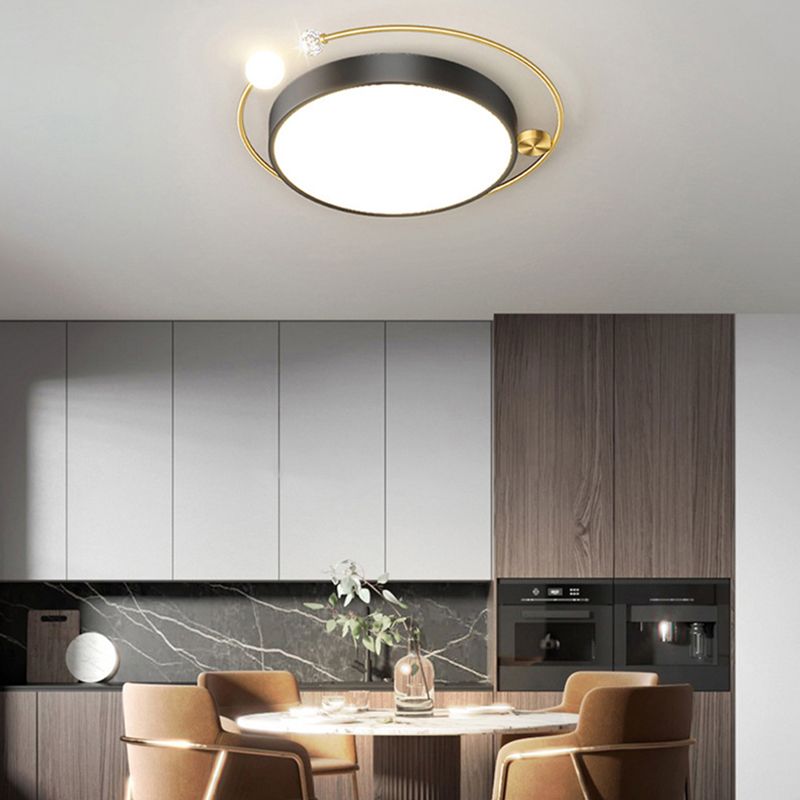 Geometric Flush Mount Fixture Contemporary Metal Ceiling Light in Black