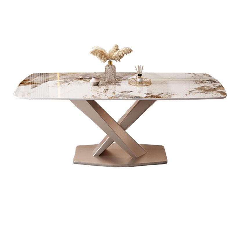 Modern Rectangle Dining Table Set 1/2/5/7 Pieces with Metal Base Kitchen Furniture Set