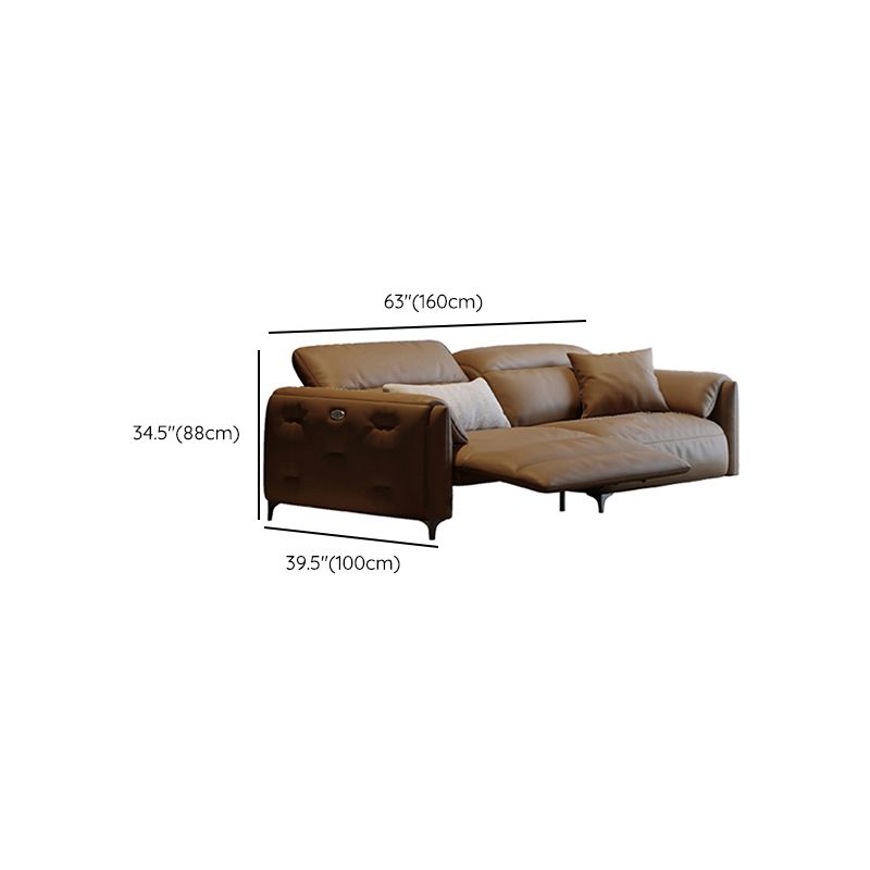 Genuine Leather Pillow Top Arm Power - Push Modern Sofa for Living Room