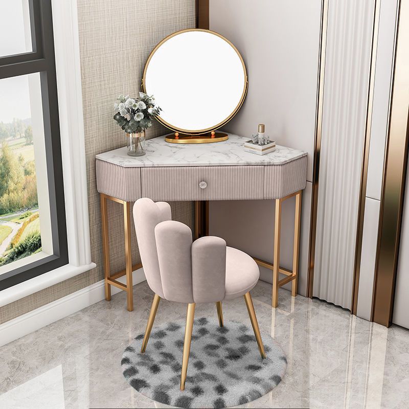 27" Wide Glam Make-up Vanity Metal Dressing Table with Drawer