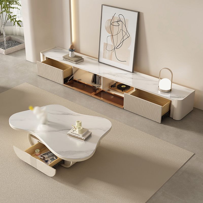 Modern Coffee Table Free Form Single Coffee Table with Storage Drawers