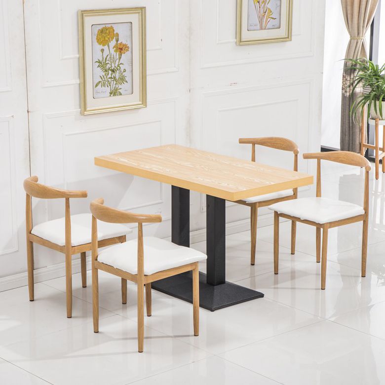 Modern Kitchen Dining Room Set with  Wooden Top and Black Base Dining Furniture Set