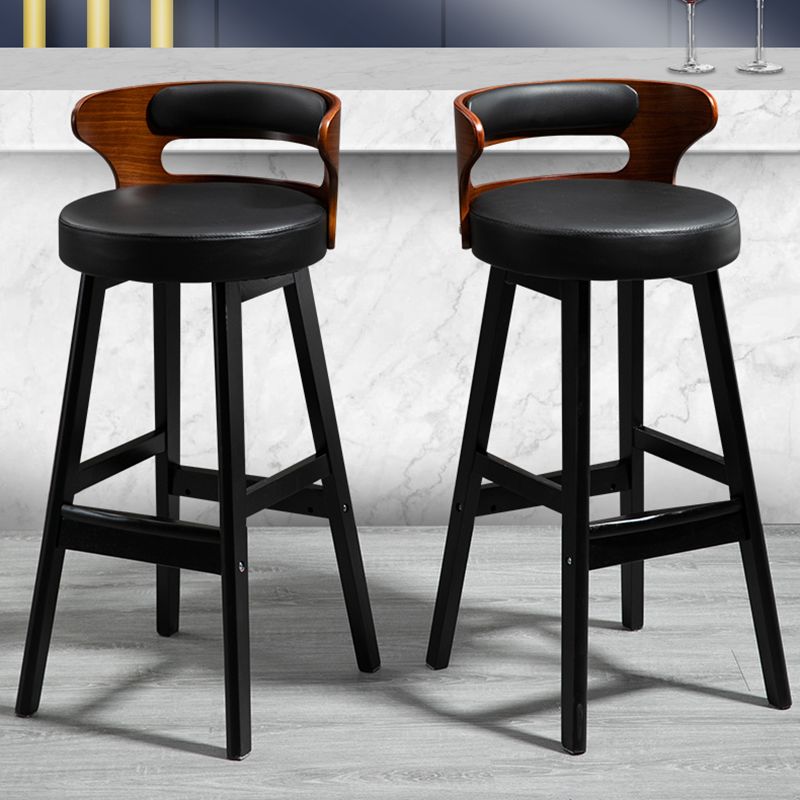 Industrial Style Low Back Bar-stool Wooden Bar Stool with Wooden Legs