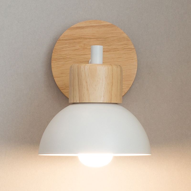 Dome Shape Wood Wall Light Modern Style 1 Light Wall Light Sconce
